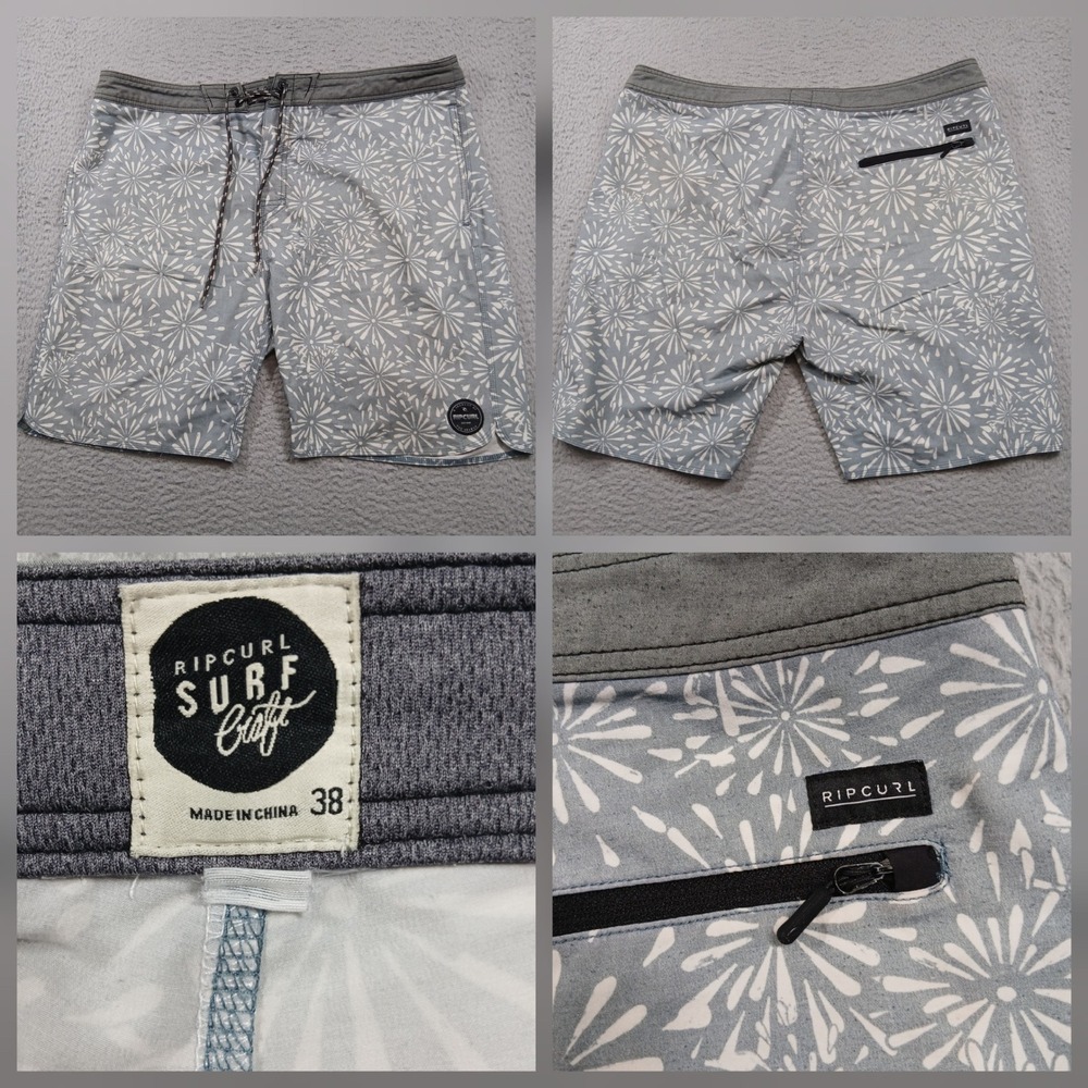 Rip‎ Curl Boardshorts Mens 38 Gray Floral Surf Swim Trunks